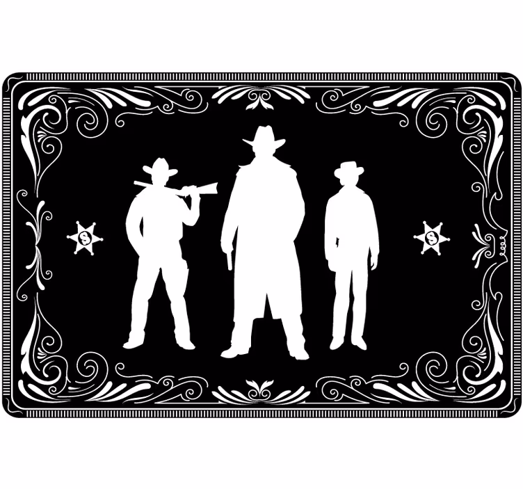 Zwart rolgordijn cowboy en paarden patroon - TenStickers