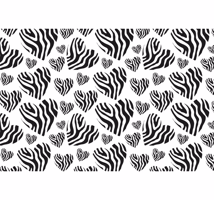 Zwart rolgordijn met zebra dierenprint hart - TenStickers