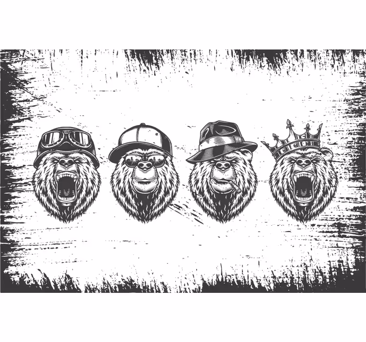 Rolgordijn grijs vintage logo stijl beer - TenStickers