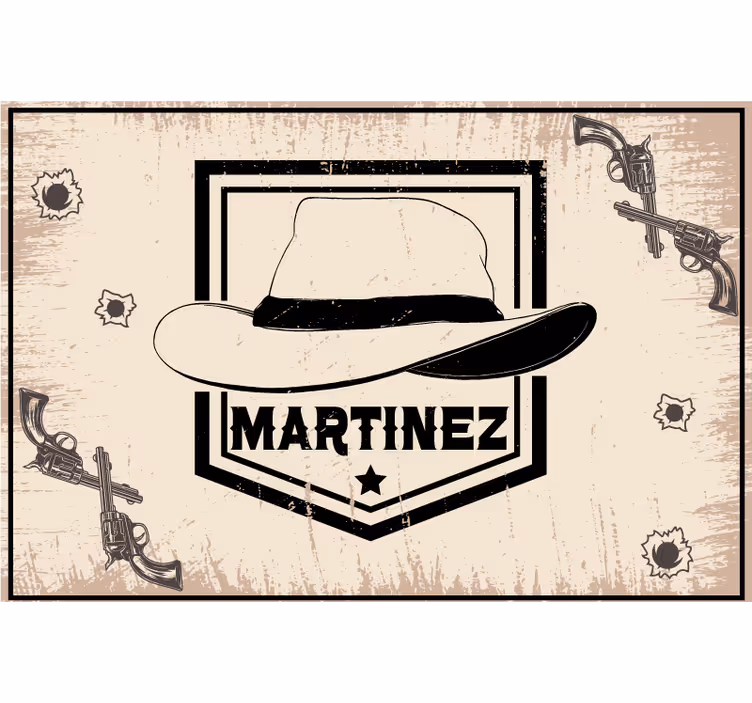 Rolgordijn beige cowboyhoed met naam - TenStickers