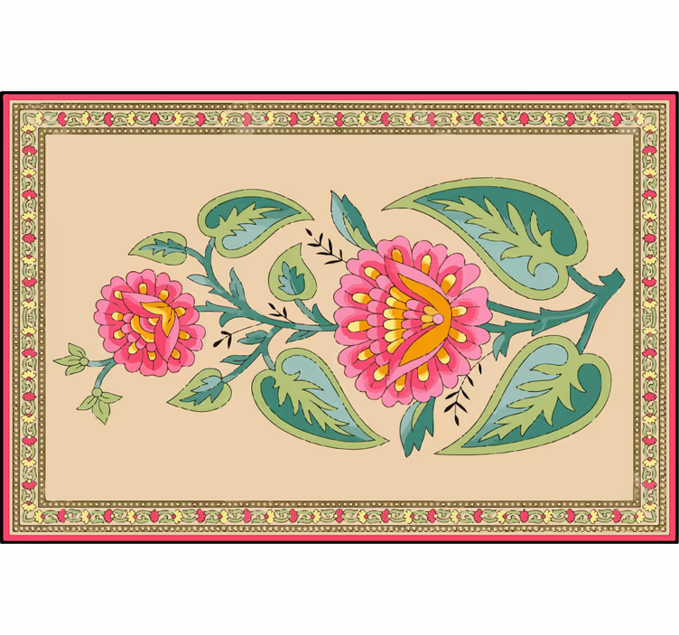 Rolgordijn beige met indiase mughal bloem - TenStickers