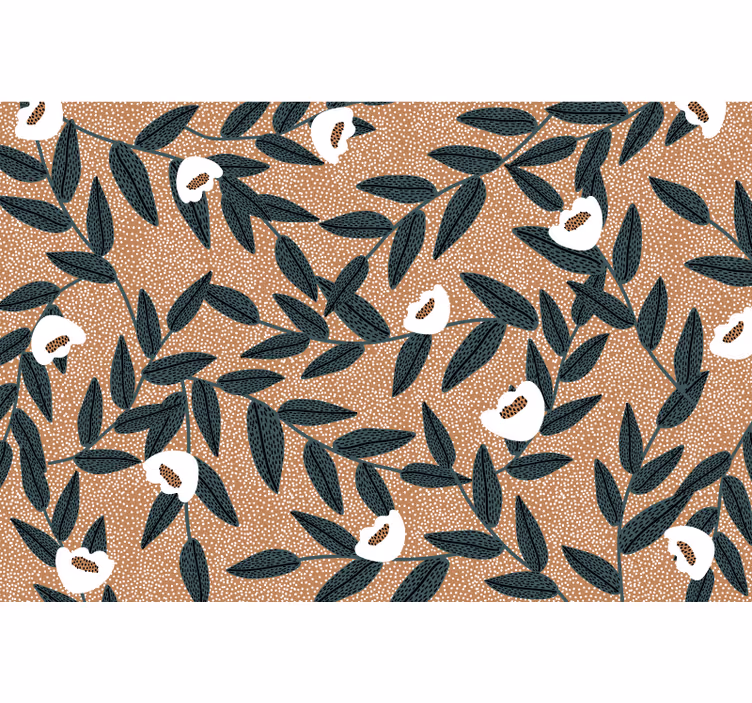 Rolgordijn beige bloesems en bladeren - TenStickers