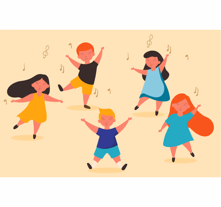 Rolgordijn beige kinderdans - TenStickers