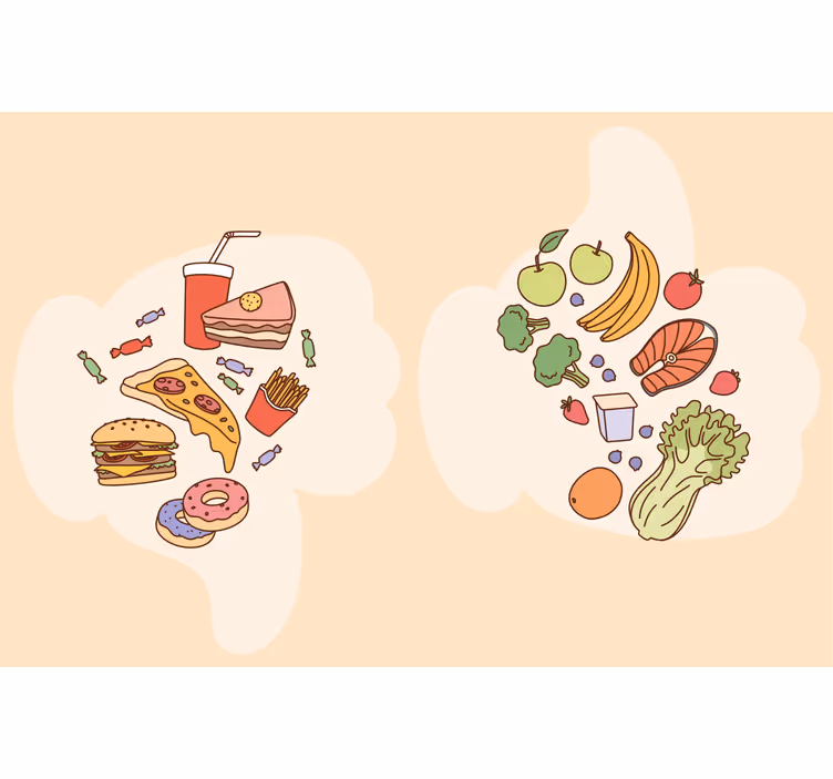 Rolgordijn beige met dieetvoedingvormige afbeelding - TenStickers