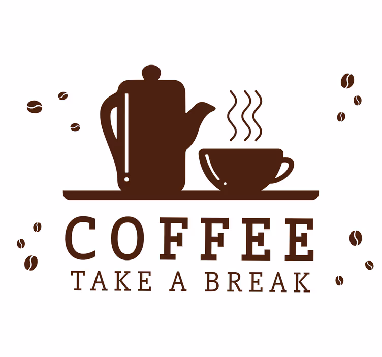 Zwart rolgordijn koffieconcept op witte achtergrond - TenStickers