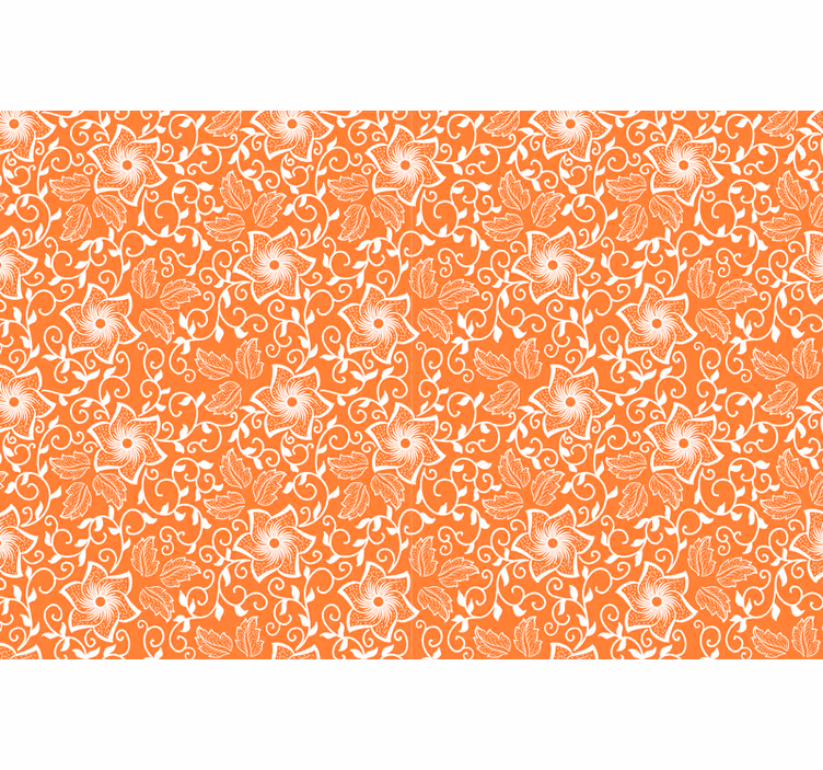 Rolgordijn oranje paisley bloemen - TenStickers