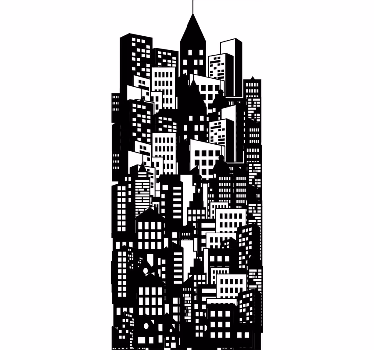 Rolgordijn kantoor stad skyline raamfolie - TenStickers
