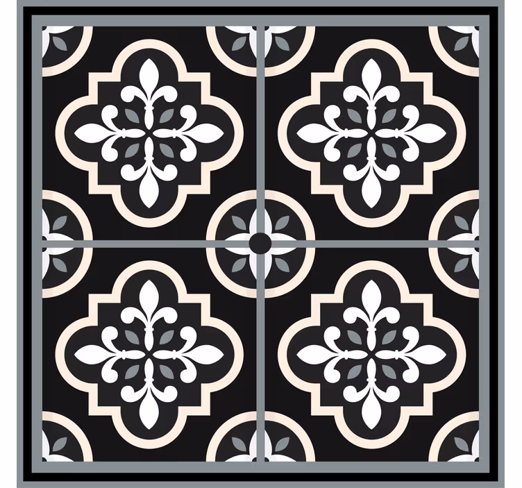 Rolgordijn kantoor zwart-wit bloemenpatroon - TenStickers