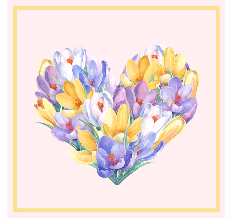 Rolgordijn woonkamer crocus bloemen hart design - TenStickers