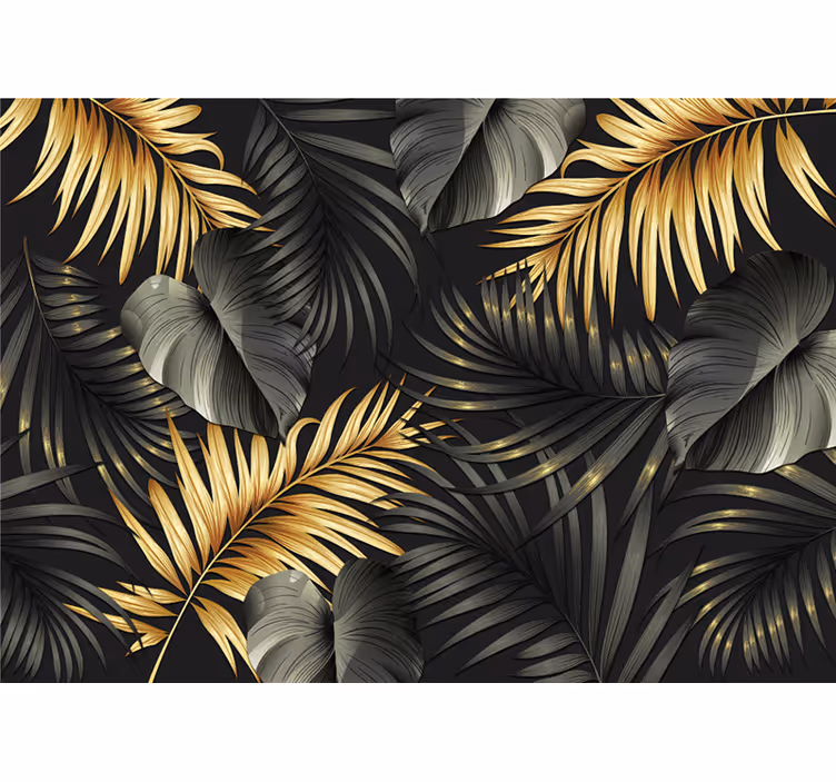 Raambekleding slaapkamer gouden planten 3d effect - TenStickers