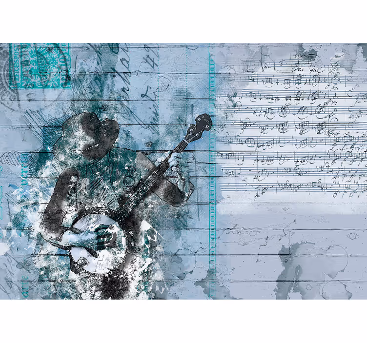 Raambekleding slaapkamer abstract muzikaal ontwerp - TenStickers