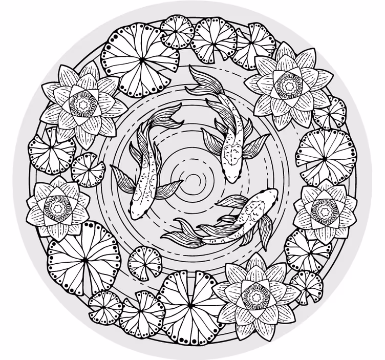 Raambekleding slaapkamer lotus en koi karpers - TenStickers