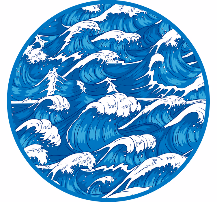Raambekleding slaapkamer japanse golven - TenStickers
