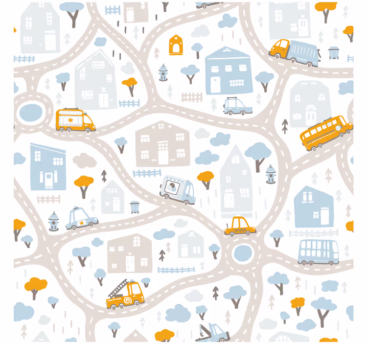 Rolgordijn kinderkamer doodle wegenkaart - TenStickers