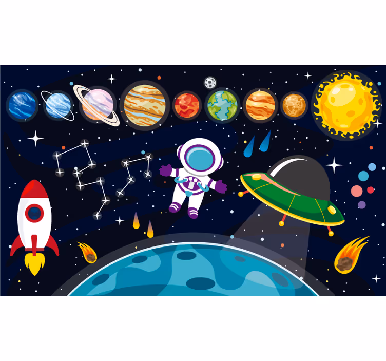 Rolgordijn kinderkamer kleurrijke cartoon ruimte - TenStickers