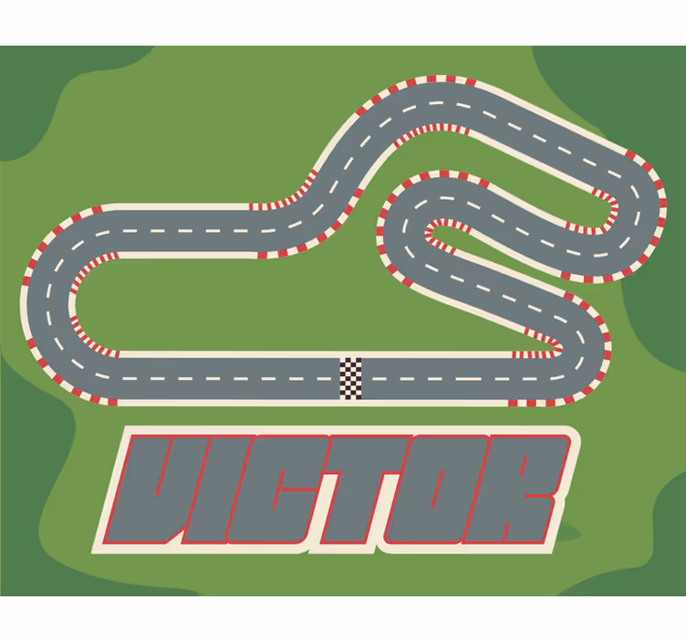Rolgordijn kinderkamer gepersonaliseerd racecircuit met naam - TenStickers