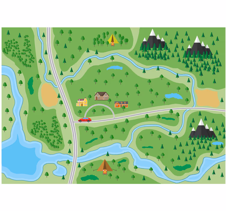 Rolgordijn kinderkamer bergwegenkaart - TenStickers