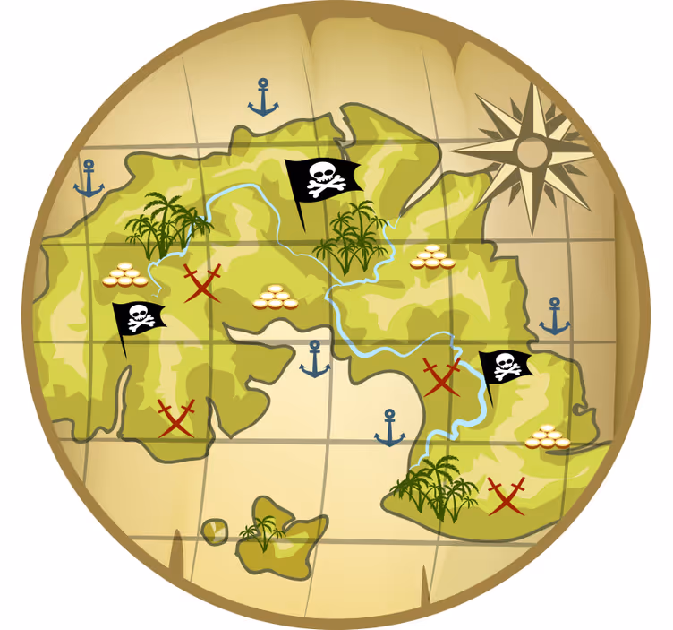 Rolgordijn kinderkamer piratenschatkaart - TenStickers