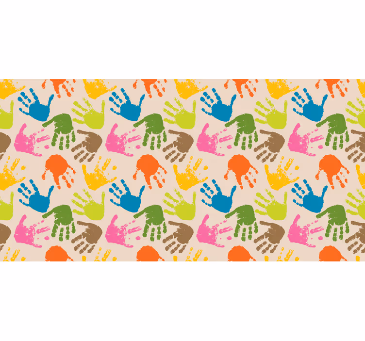 Rolgordijn kinderkamer aquarel handen op beige achtergrond - TenStickers