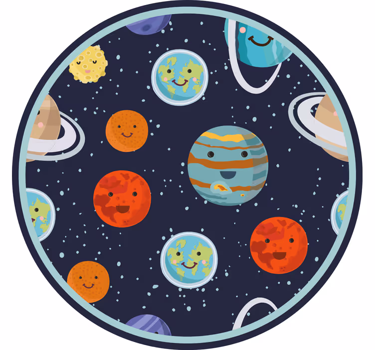 Rolgordijn kinderkamer smiling planeten cirkel - TenStickers