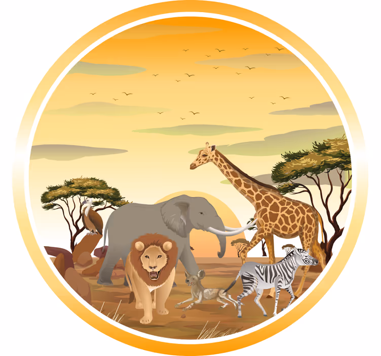 Rolgordijn kinderkamer afrikaanse dieren met planten - TenStickers