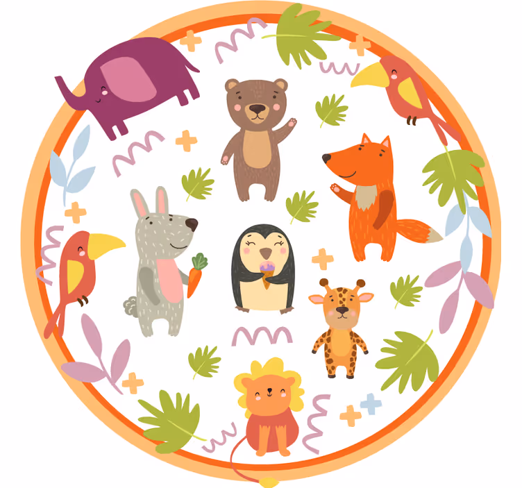 Rolgordijn kinderkamer schattige cartoon dieren - TenStickers