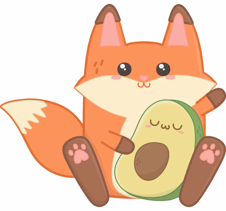 Rolgordijn kinderkamer schattige vos met avocado - TenStickers