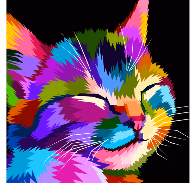 Rolgordijn kinderkamer kat schilderij kleur - TenStickers