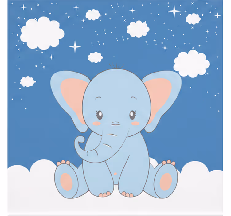 Rolgordijn kinderkamer schattige blauwe olifant - TenStickers