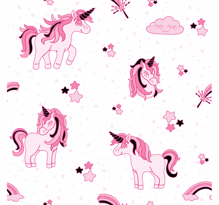 Rolgordijn kinderkamer doodle stijl eenhoorn wereld - TenStickers