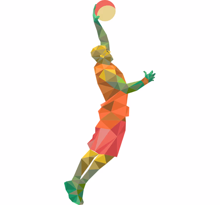 Rolgordijn tienerkamer geometrische basketspeler decoratie - TenStickers