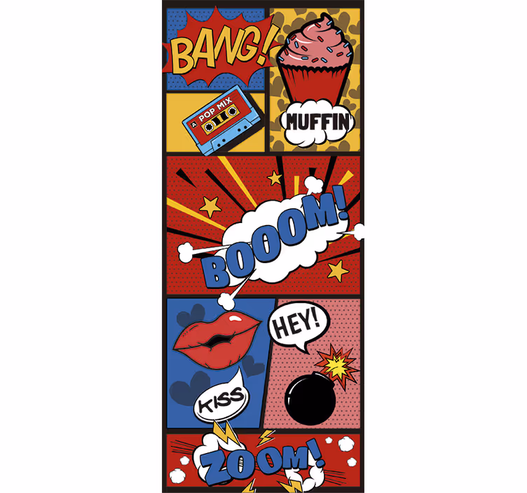 Rolgordijn tienerkamer deur comic pop art - TenStickers
