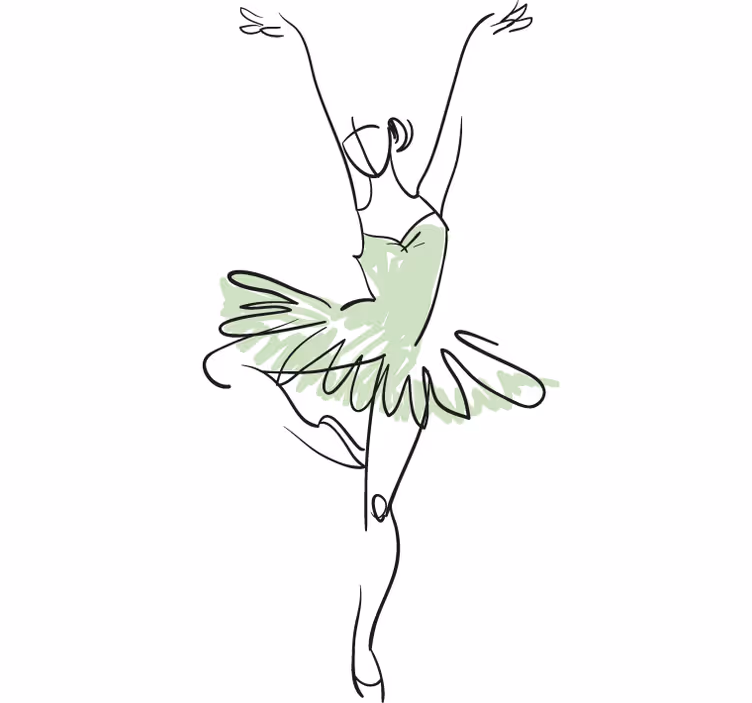 Rolgordijn tienerkamer decoratieve ballerina schets - TenStickers