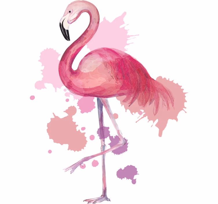 Rolgordijn tienerkamer vintage flamingo met spetterkleuren - TenStickers