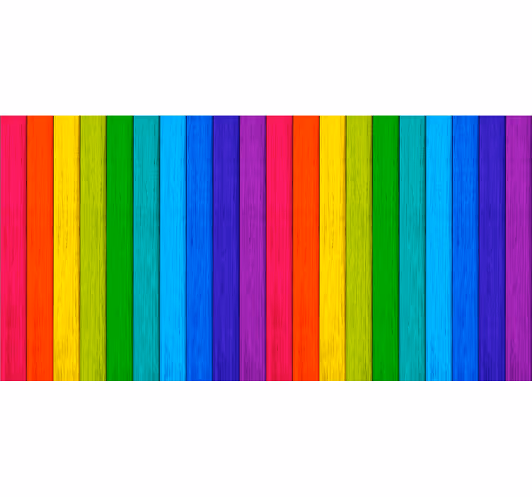 Rolgordijn tienerkamer realistisch regenboog houtachtergrond - TenStickers