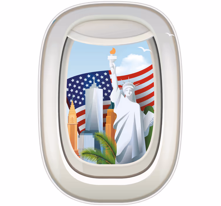 Rolgordijn tienerkamer amerika vanuit vliegtuigraam - TenStickers