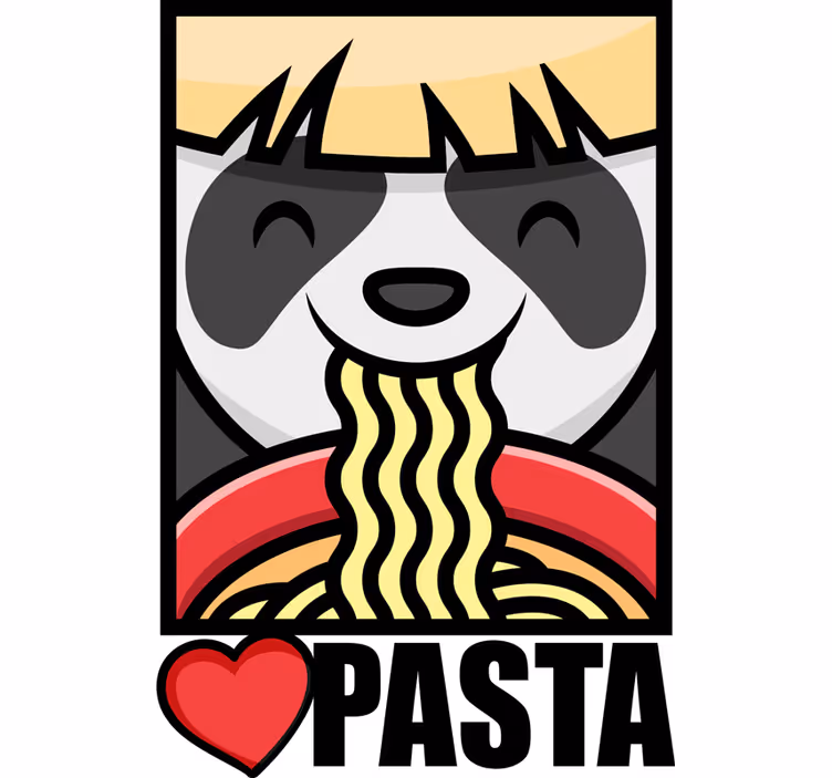 Rolgordijn tienerkamer panda houdt van pasta - TenStickers