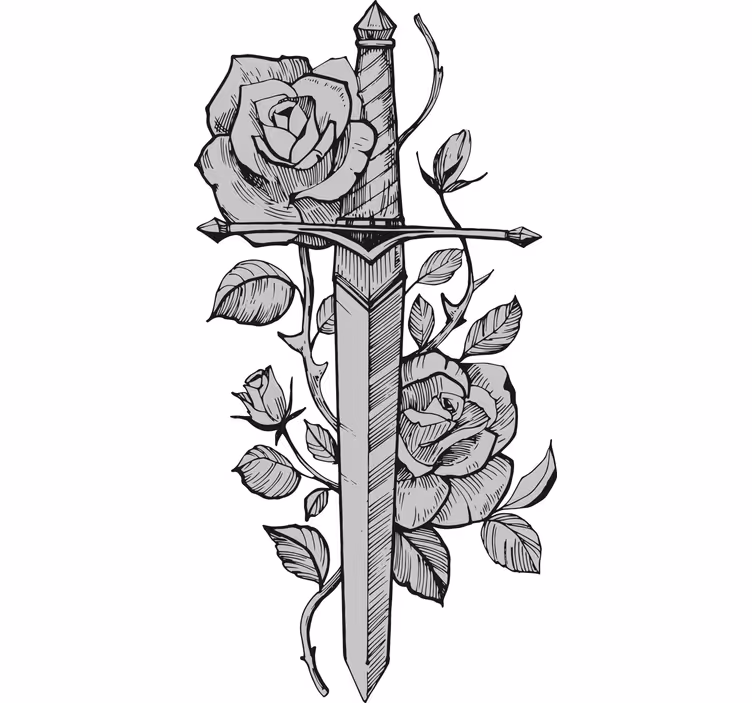 Rolgordijn tienerkamer floral sword - TenStickers