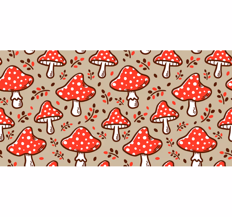 Rolgordijn beige typische paddenstoelen op beige achtergrond - TenStickers