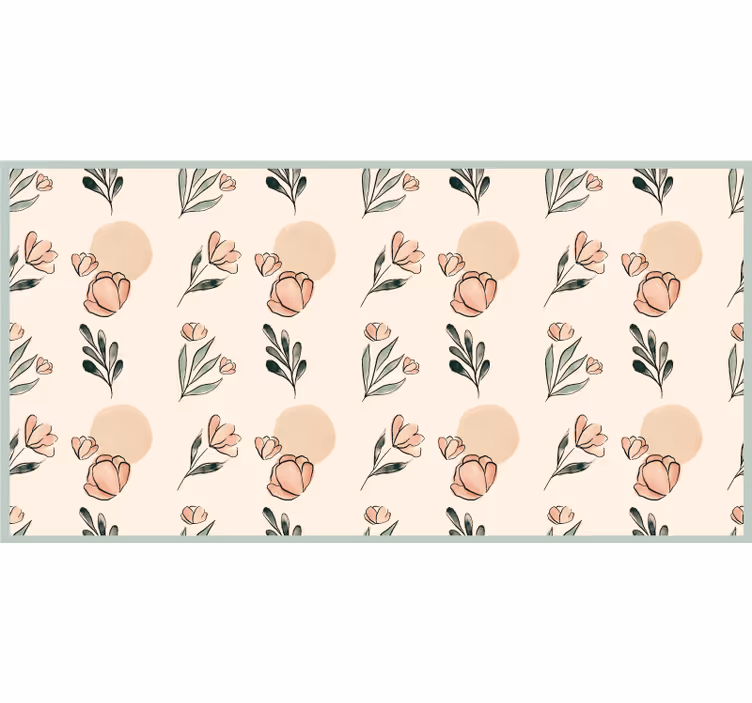 Rolgordijn beige moderne pastel bloemen aquarel - TenStickers