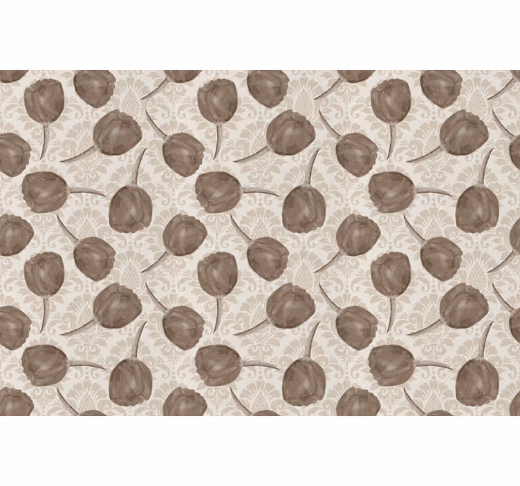 Rolgordijn beige grijs tulpenpatroon met acanthus scrolls - TenStickers