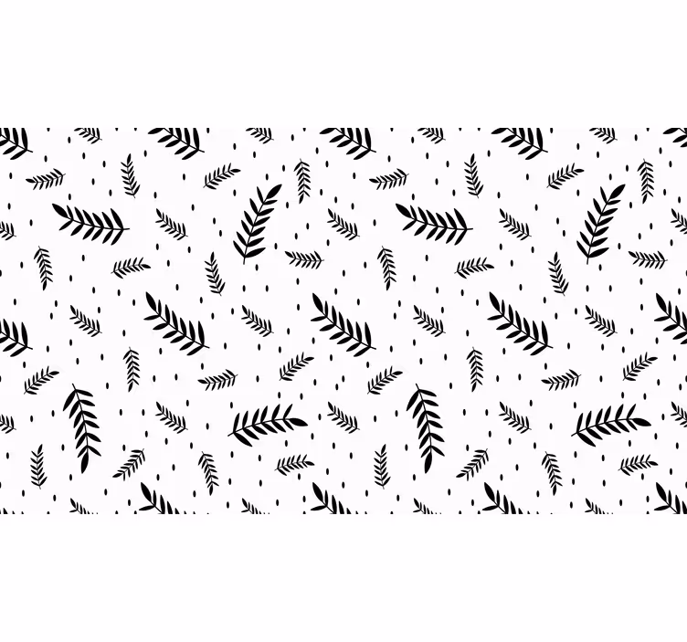 Wit rolgordijn met zwart-witte bladeren - TenStickers
