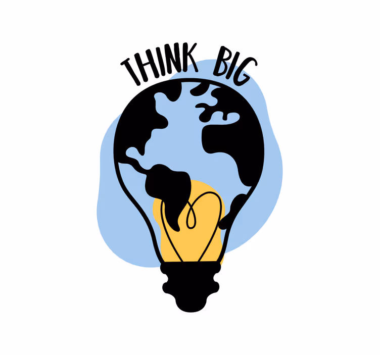 Rolgordijn kantoor wereld in de vorm van een gloeilamp - TenStickers