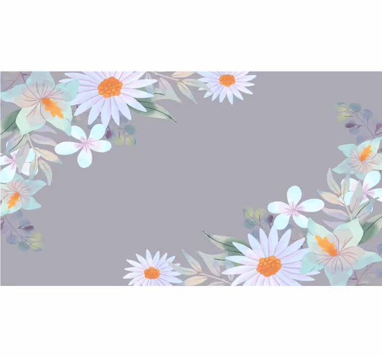 Rolgordijn grijs met grijze en blauwe aquarel bloemen - TenStickers