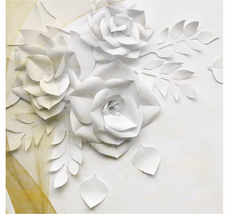 Raambekleding badkamer elegante gouden en witte bloemen - TenStickers