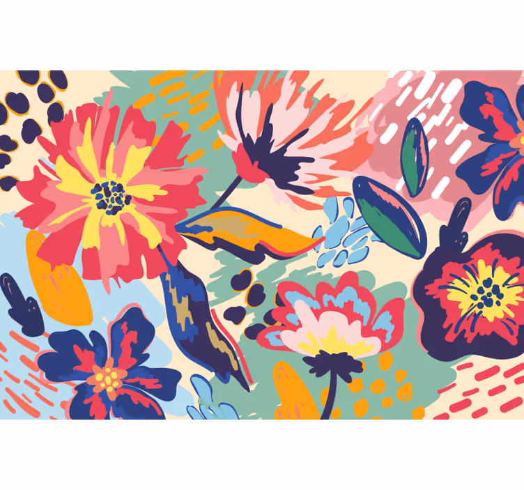Raambekleding badkamer moderne geschilderde bloemen - TenStickers