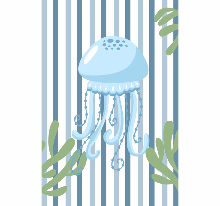 Raambekleding badkamer blauwe kwal zeedieren - TenStickers