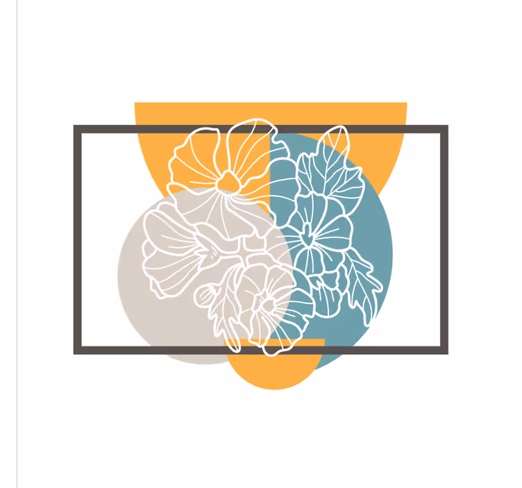 Rolgordijn kantoor schattig minimalistisch rechthoek bloemen - TenStickers