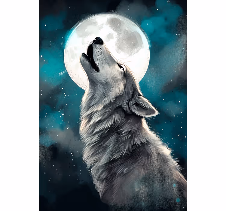 Rolgordijn tienerkamer wolf die huilt - TenStickers