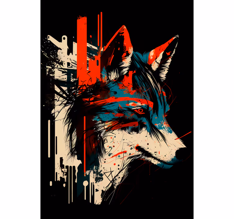 Rolgordijn tienerkamer abstracte wolf - TenStickers